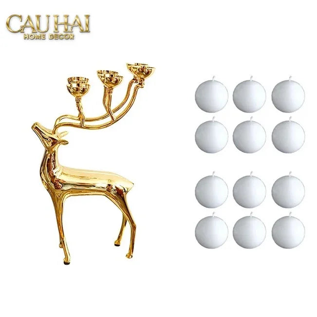Đế Nến Hươu Lumière Du Cerf – Gilded Candle Holder Antler-ĐÈN TRANG TRÍ-CẬU HAI HOME DECOR