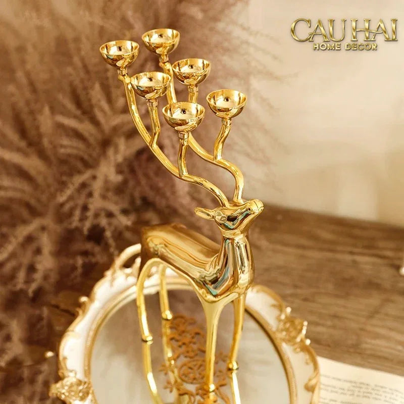 Đế Nến Hươu Lumière Du Cerf – Gilded Candle Holder Antler-ĐÈN TRANG TRÍ-CẬU HAI HOME DECOR