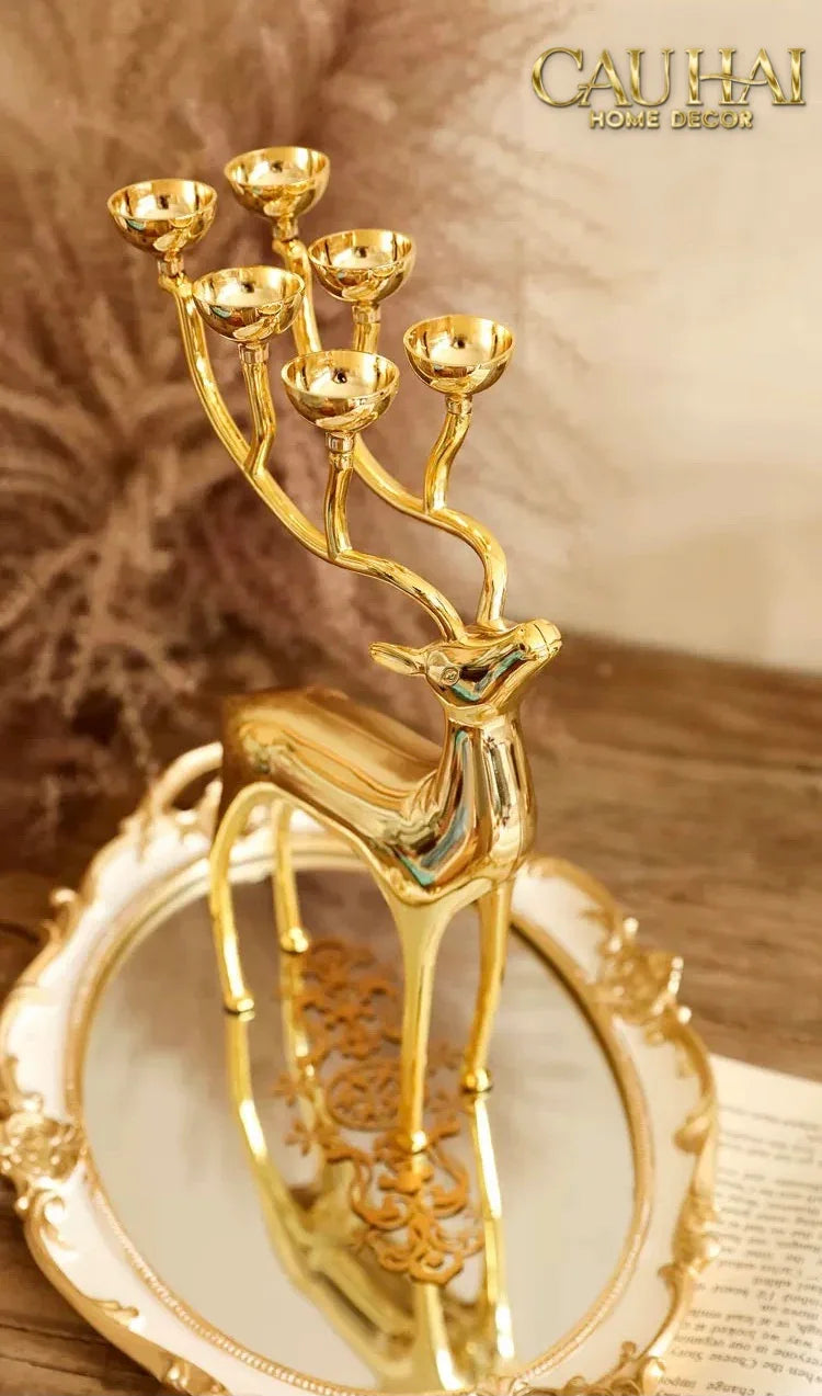 Đế Nến Hươu Lumière Du Cerf – Gilded Candle Holder Antler-ĐÈN TRANG TRÍ-CẬU HAI HOME DECOR