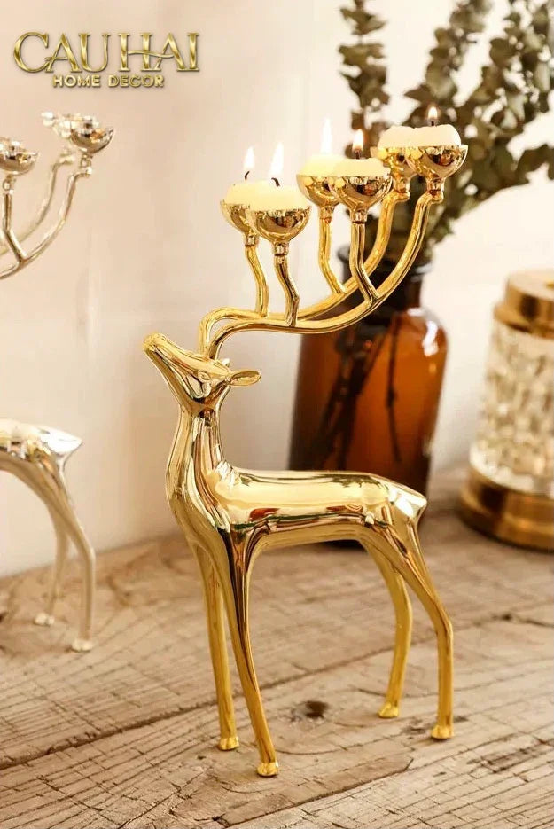 Đế Nến Hươu Lumière Du Cerf – Gilded Candle Holder Antler-ĐÈN TRANG TRÍ-CẬU HAI HOME DECOR