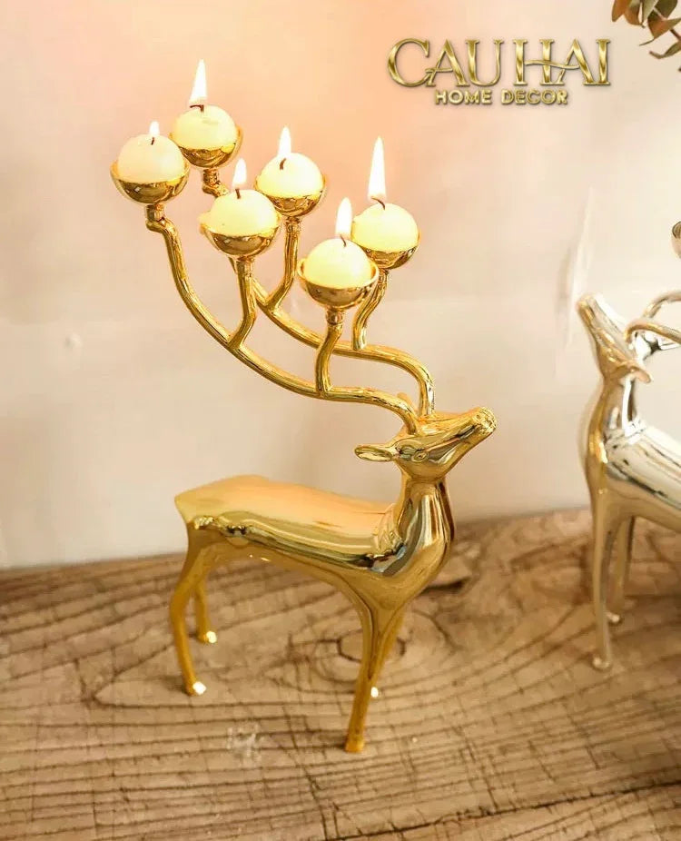 Đế Nến Hươu Lumière Du Cerf – Gilded Candle Holder Antler-ĐÈN TRANG TRÍ-CẬU HAI HOME DECOR