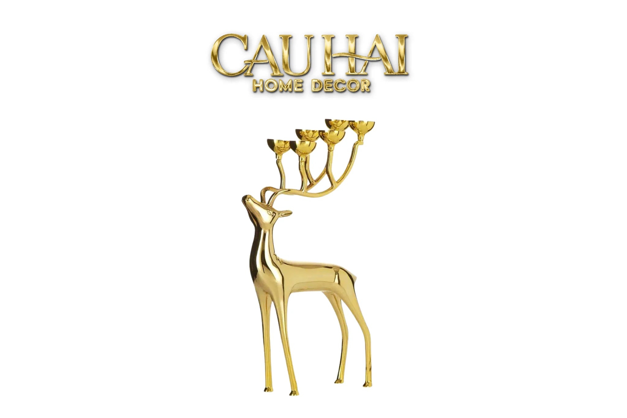 Đế Nến Hươu Lumière Du Cerf – Gilded Candle Holder Antler-CẬU HAI HOME DECOR