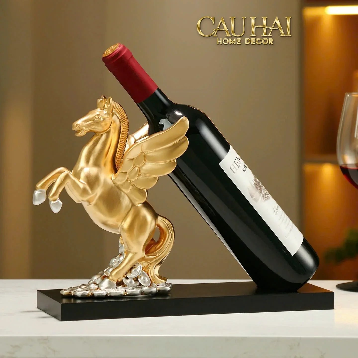 Đế Rượu Aurum Pegasus Floating Cloud Wine Holder-BÌNH RƯỢU-CẬU HAI HOME DECOR