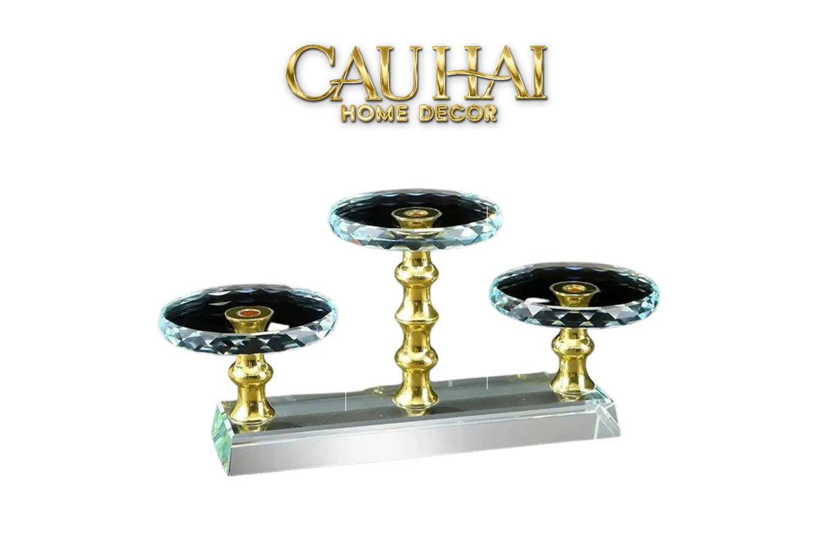 Đế Trụ Trưng Bày Pha Lê 1/3/5 Trụ - Golden Column Cristalleries Display Stand-KỆ TRANG TRÍ-CẬU HAI HOME DECOR