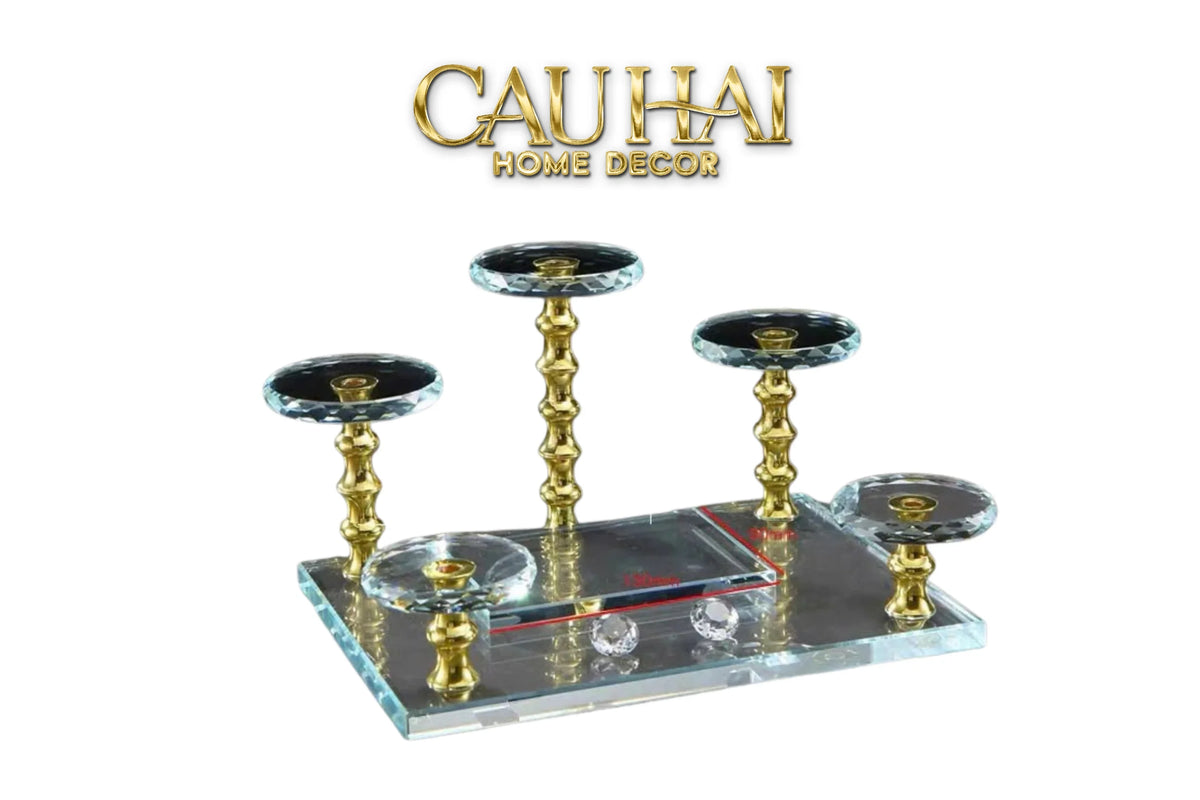 Đế Trụ Trưng Bày Pha Lê 1/3/5 Trụ - Golden Column Cristalleries Display Stand-KỆ TRANG TRÍ-CẬU HAI HOME DECOR