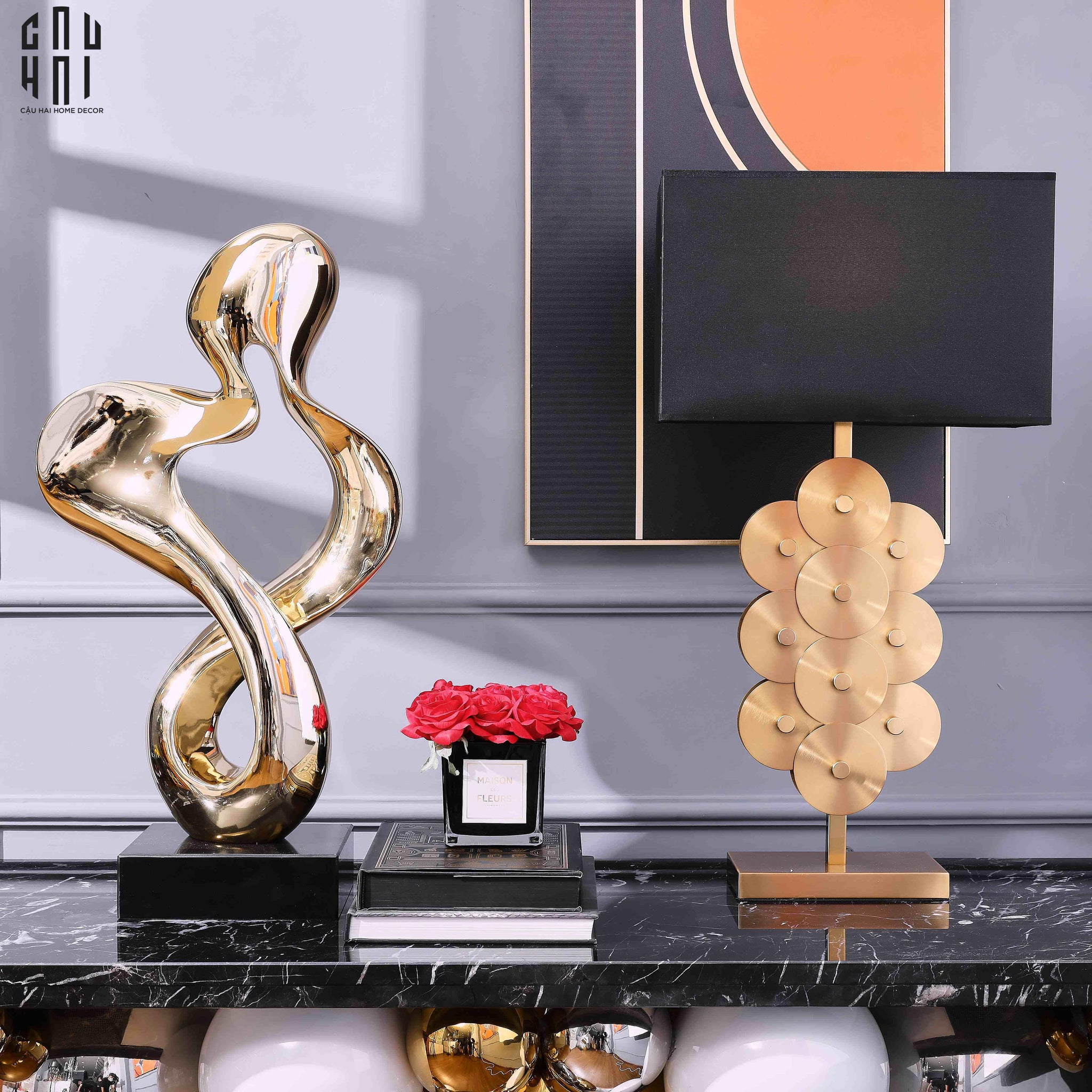 Đèn Bàn Léman - Léman Golden Side Table Lamp-ĐÈN BÀN-CẬU HAI HOME DECOR