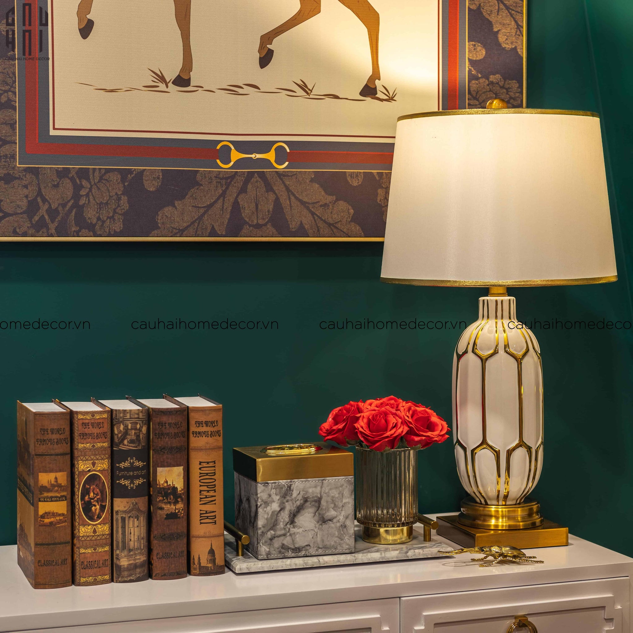 Đèn Bàn Sephora - Sephora Porcelain Side Table Lamp - CẬU HAI HOME DECOR