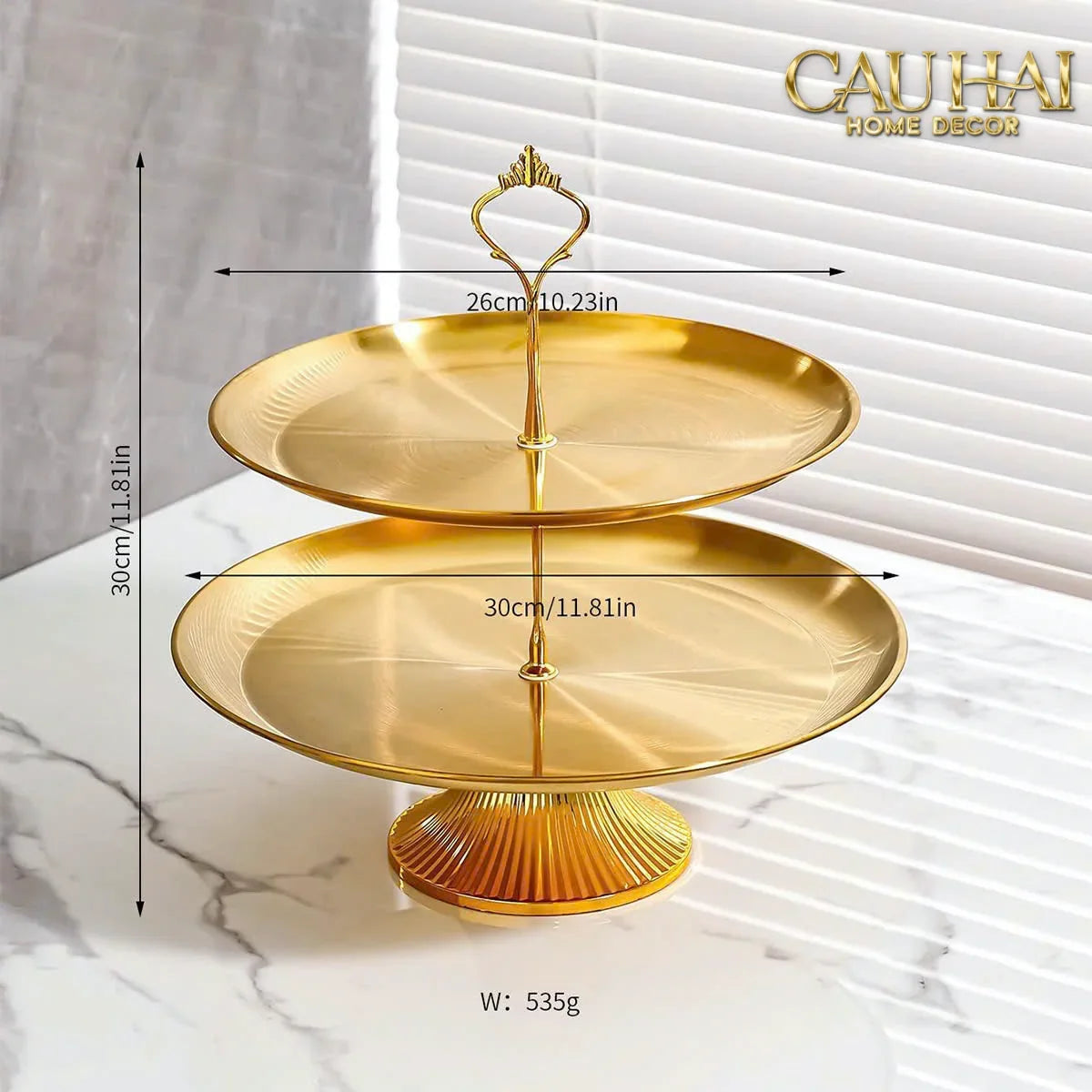 Đĩa 2 Tầng Kim Loại Éclat Lumière Étagère 2 Niveaux-SET CHÉN DĨA-CẬU HAI HOME DECOR