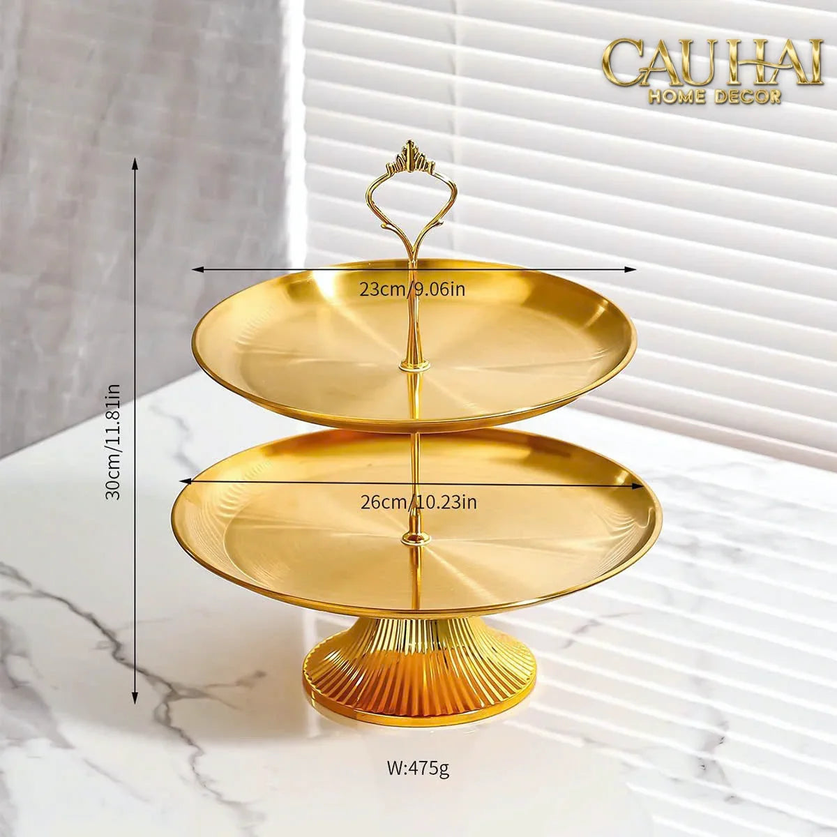 Đĩa 2 Tầng Kim Loại Éclat Lumière Étagère 2 Niveaux-SET CHÉN DĨA-CẬU HAI HOME DECOR