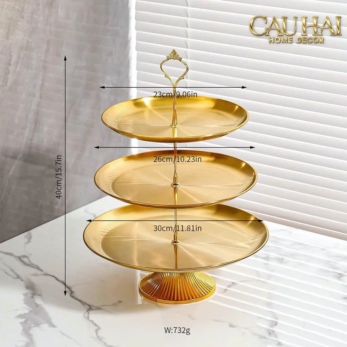 Đĩa 2 Tầng Kim Loại Éclat Lumière Étagère 2 Niveaux-SET CHÉN DĨA-CẬU HAI HOME DECOR