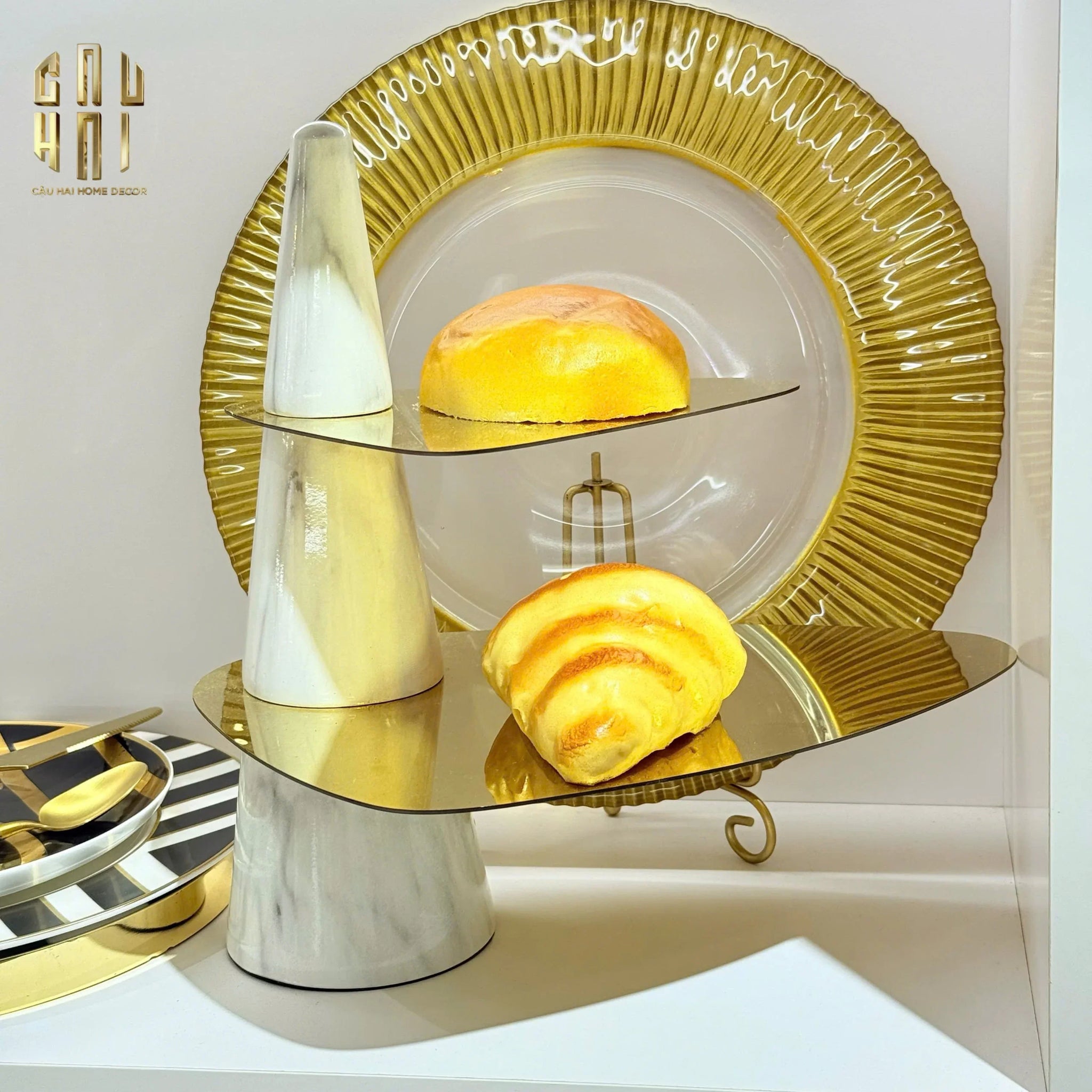 ĐĨA 2 TẦNG MARBLE MAXIM ÉTAGÈRE SS25-CẬU HAI HOME DECOR