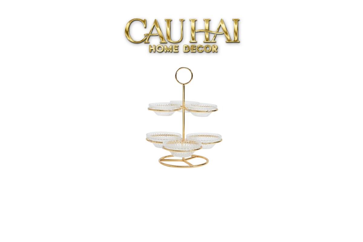 Đĩa Bánh 2 Tầng 6 Ngăn Cristalleries Le Couronne D'Or 33*28-Đĩa bánh tầng-CẬU HAI HOME DECOR-CẬU HAI HOME DECOR