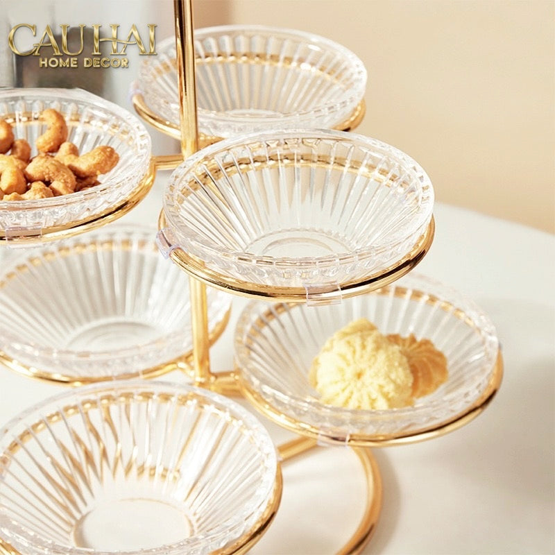 Đĩa Bánh 2 Tầng 6 Ngăn Cristalleries Le Couronne D'Or 33*28-Đĩa bánh tầng-CẬU HAI HOME DECOR-CẬU HAI HOME DECOR