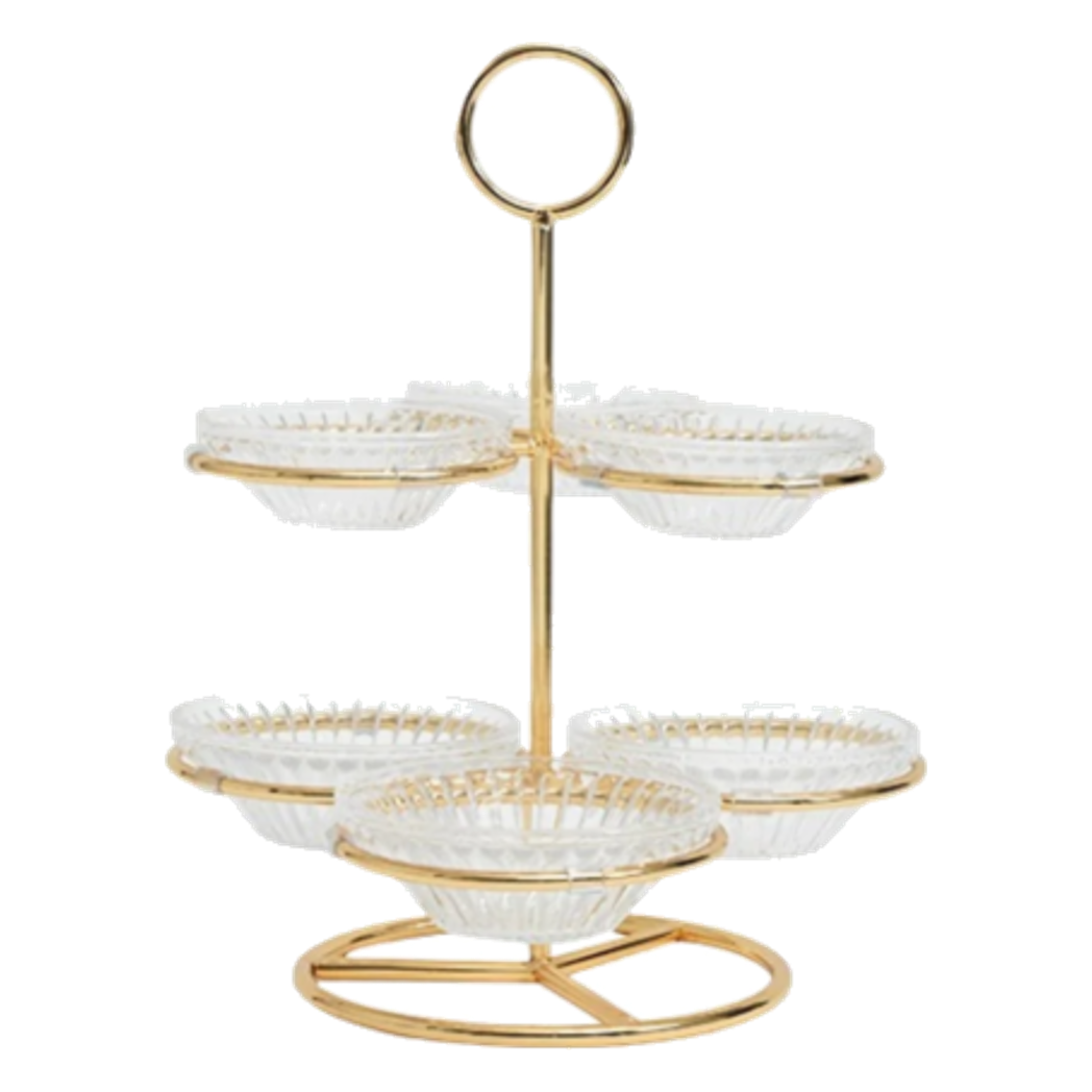 Đĩa Bánh 2 Tầng 6 Ngăn Cristalleries Le Couronne D'Or 33*28-Đĩa bánh tầng-CẬU HAI HOME DECOR-CẬU HAI HOME DECOR