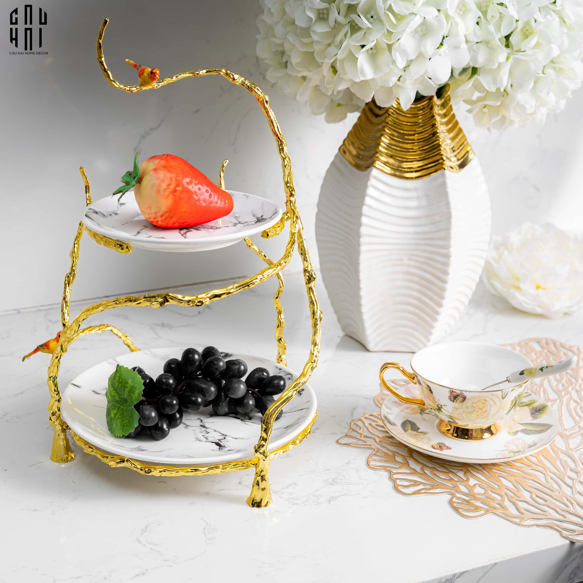 HOME COUTURE - ĐĨA BÁNH 2 TẦNG IMPERIAL CANARI-CẬU HAI HOME DECOR