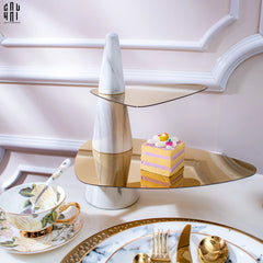 Đĩa Bánh 2 Tầng Marble Maxim Étagère Deux Niveaux H32-CẬU HAI HOME DECOR