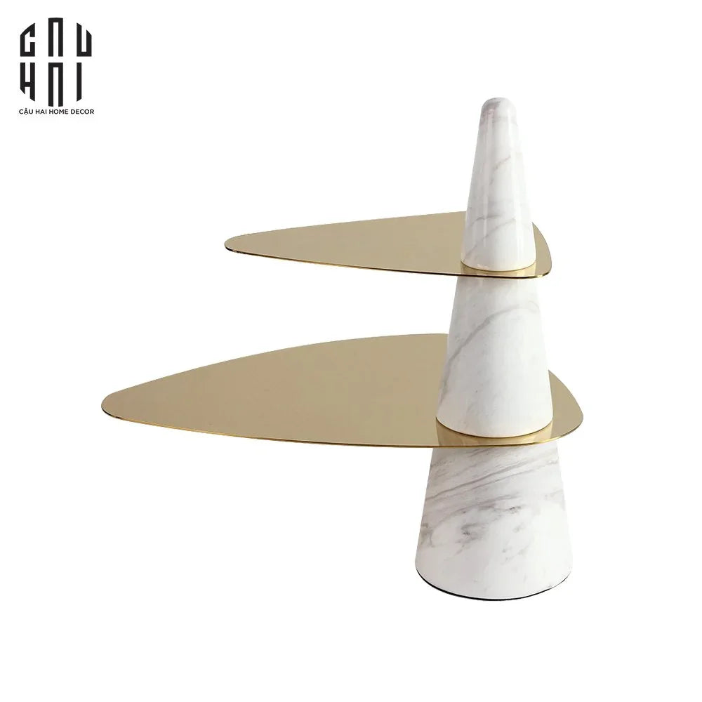 Đĩa Bánh 2 Tầng Marble Maxim Étagère Deux Niveaux H32-CẬU HAI HOME DECOR