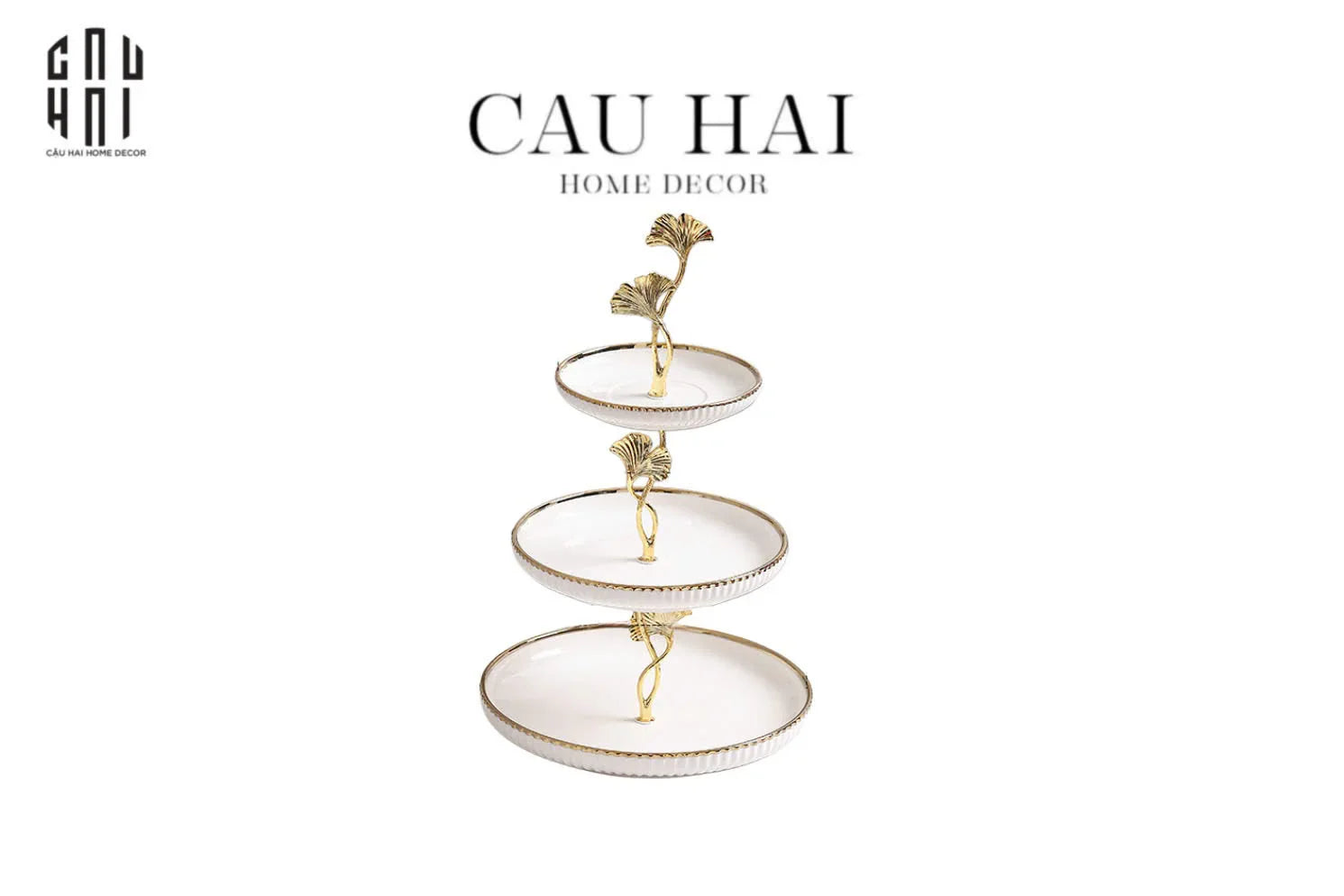 ĐĨA BÁNH 3 TẦNG GINKGO BLANC