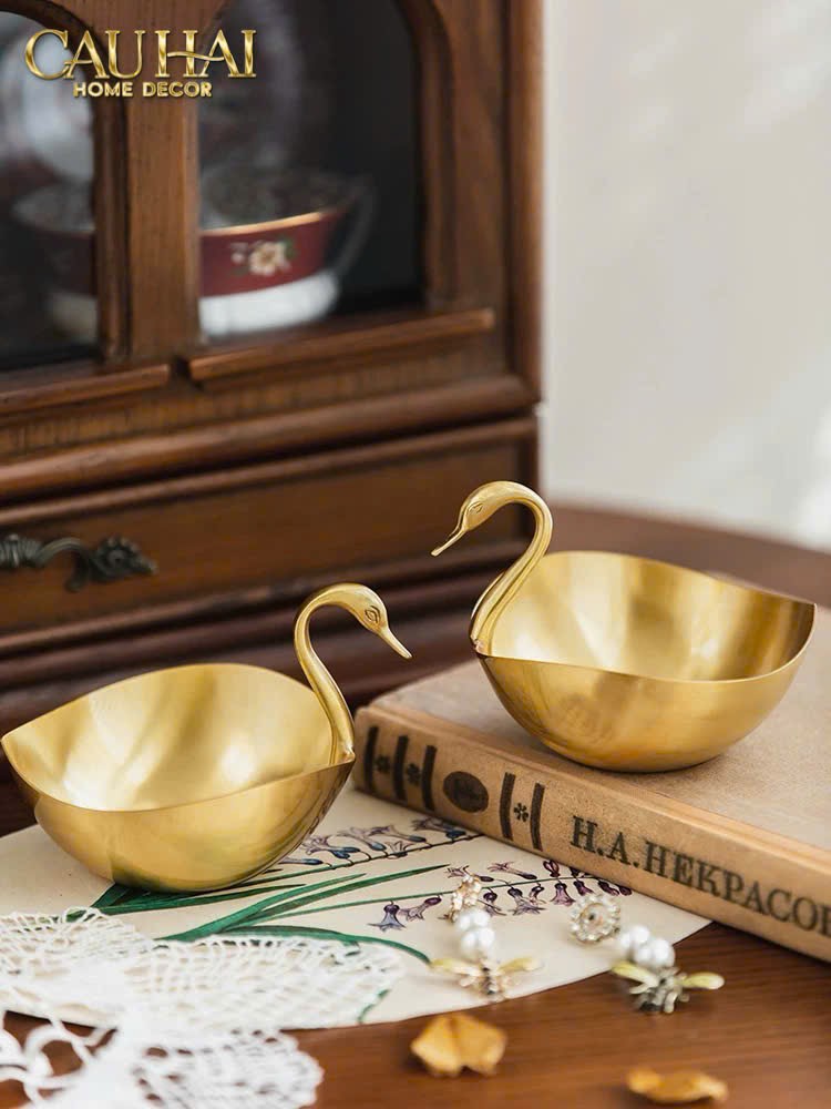 HOME COUTURE - ĐĨA ĐỒNG SWAN D'OR BRASS BOWL-CẬU HAI HOME DECOR