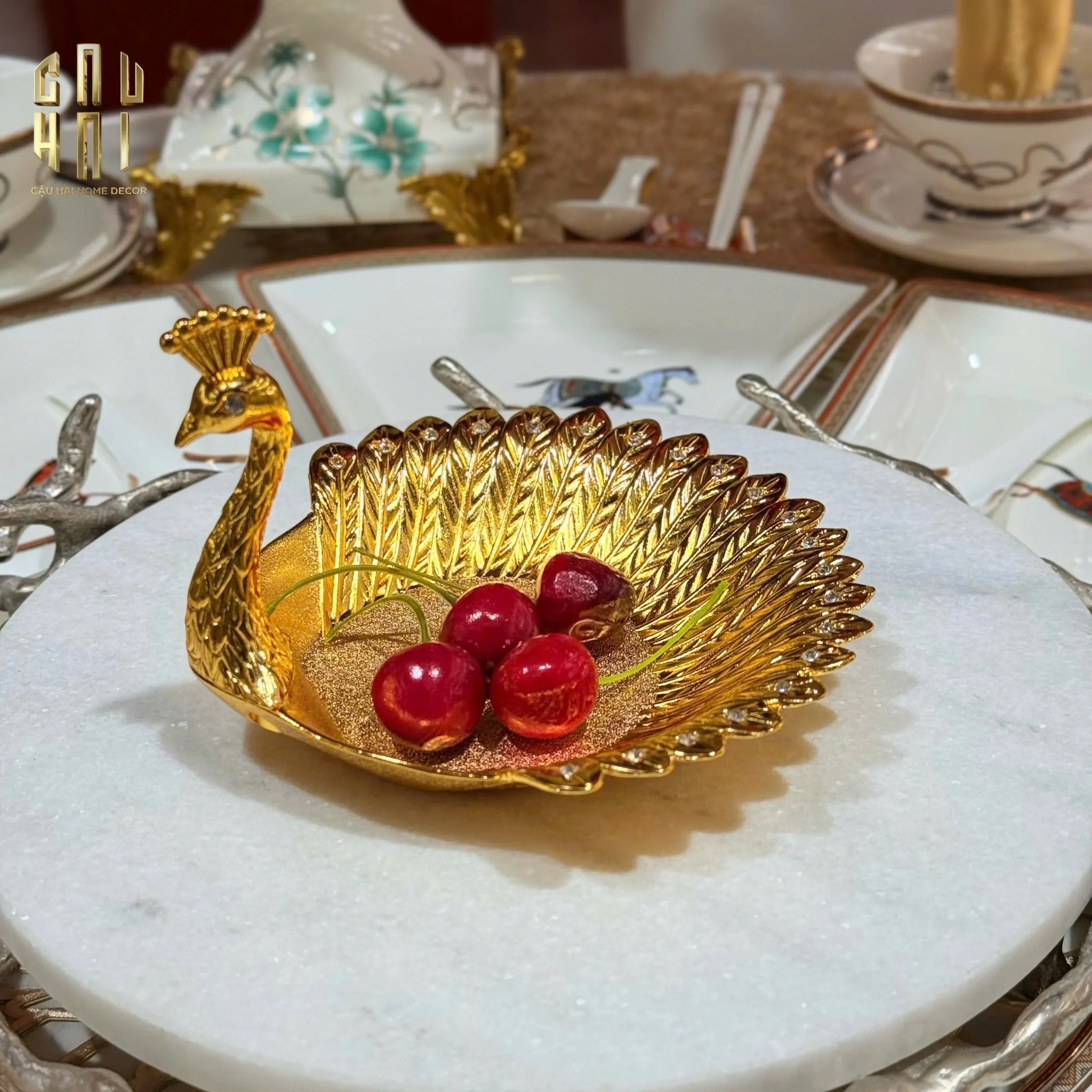 Đĩa Khổng Tước Persian Plume Of Legacy-SET CHÉN DĨA-CẬU HAI HOME DECOR