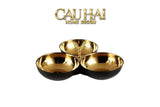 Đĩa Trái Cây 3 Ngăn Phantom Triptyque Golden Serving Trays Centerpiece-SET CHÉN DĨA-CẬU HAI HOME DECOR