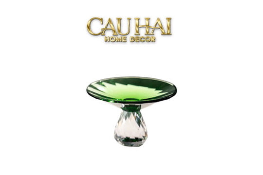 Đĩa Trái Cây Pha Lê Emerald - Critalleries Vert Émeraude Malachite Plates D15 H9.5-CẬU HAI HOME DECOR