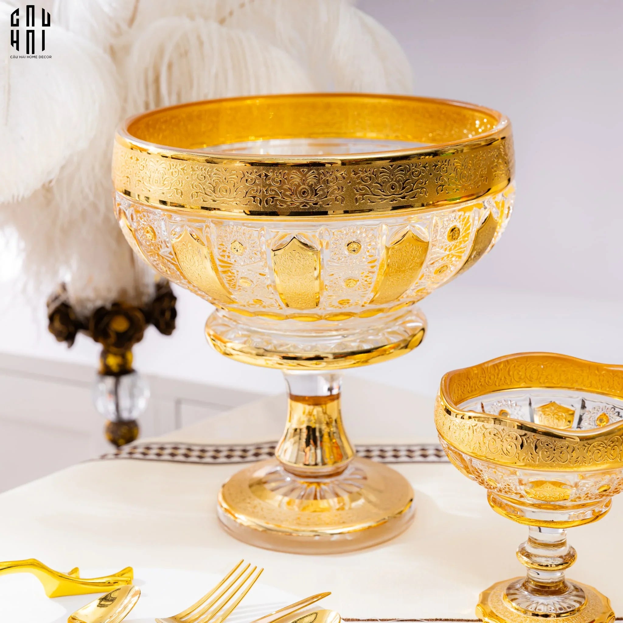 Đĩa Trái Cây Thuỷ Tinh Javier - M Ss25-SET CHÉN DĨA-CẬU HAI HOME DECOR