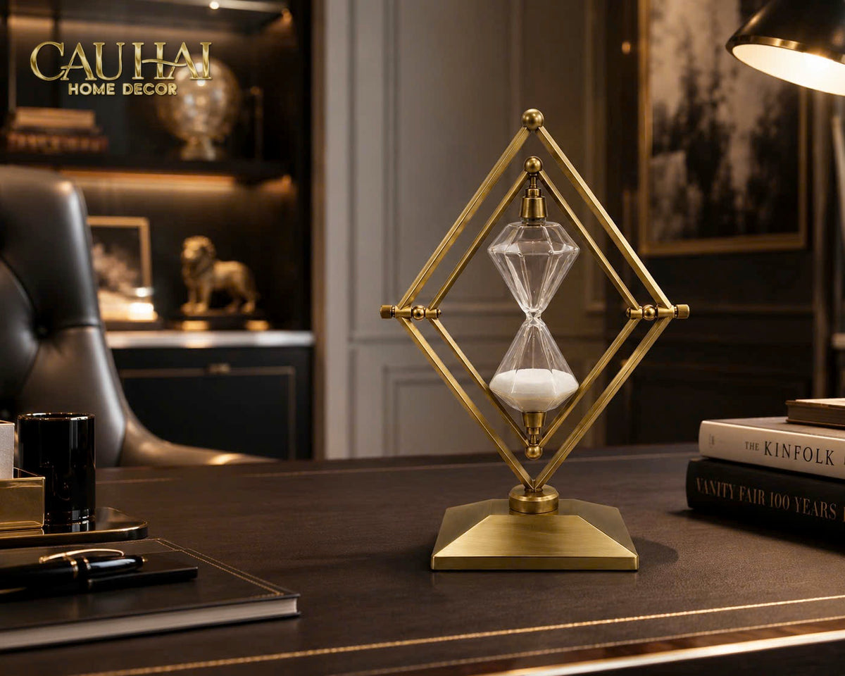 Đồng Hồ Cát Temps Diamant Gildded Mordern 30*20*10-Đồng hồ Cát-CẬU HAI HOME DECOR-CẬU HAI HOME DECOR