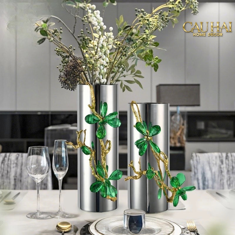 HOME COUTURE - BÌNH HOA PLATIUM MÉTALLIQUE BRANCHE ÉMERAUDE