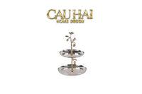 Elysian Couture - Đĩa 2 Tầng Platinum Elysian Golden Divine Olive Branch 17x24-CẬU HAI HOME DECOR