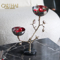 Elysian Couture - Đĩa Trái Cây Platinum Branche Céleste Botanique-LY THỦY TINH-CẬU HAI HOME DECOR