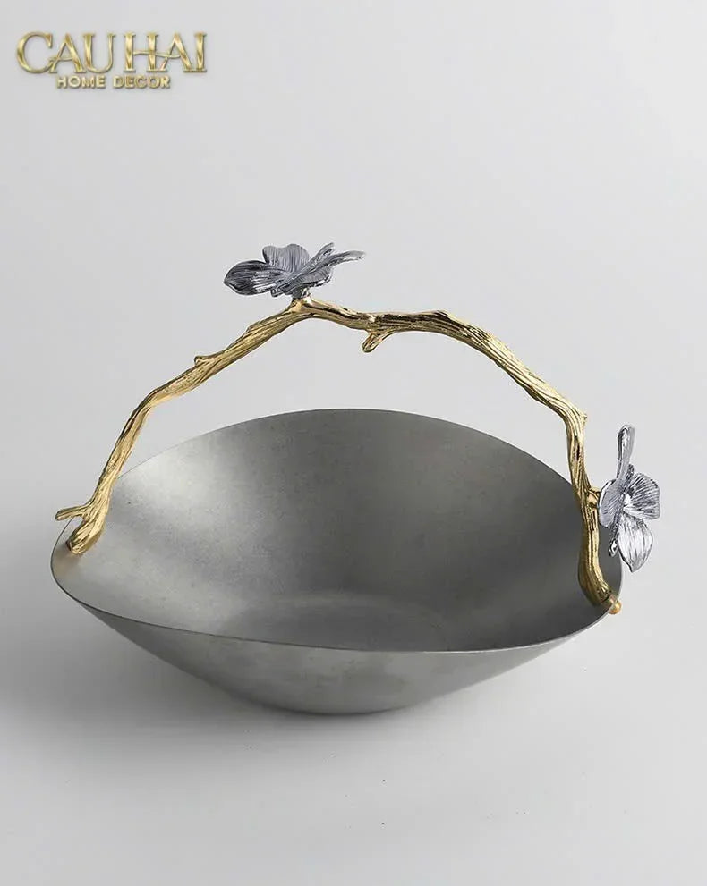 Elysian Couture - Đĩa Trái Cây Platinum Impérial Pavillon Centerpiece 18x22-LY THỦY TINH-CẬU HAI HOME DECOR
