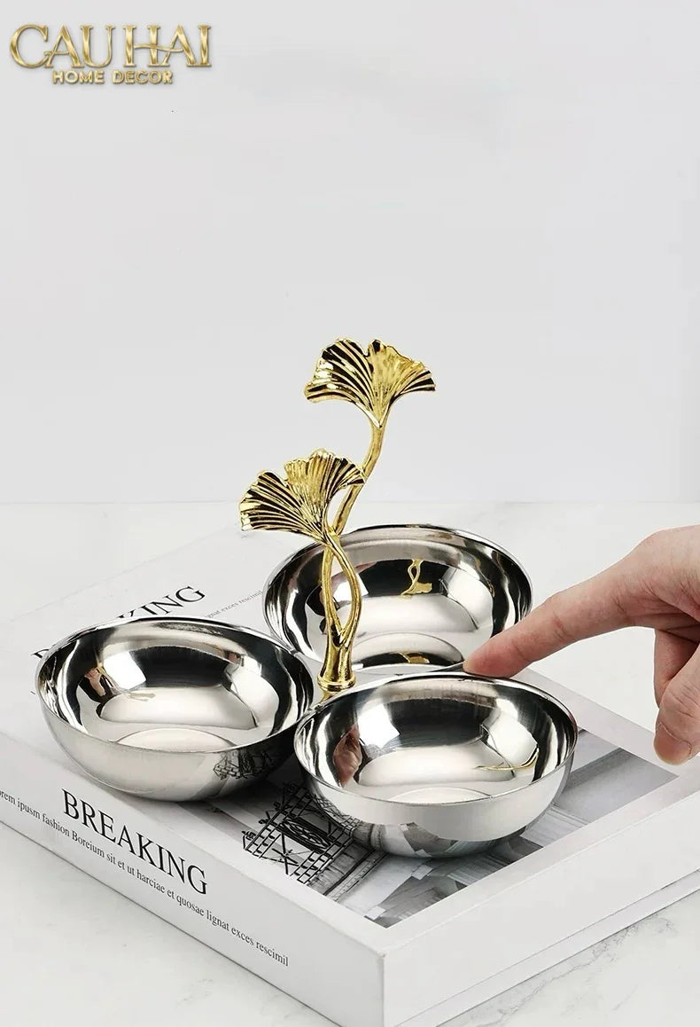 Elysian Couture - Đĩa Trái Cây Triptyque Platinum Dou Ginkgo Decorative Disk-CẬU HAI HOME DECOR