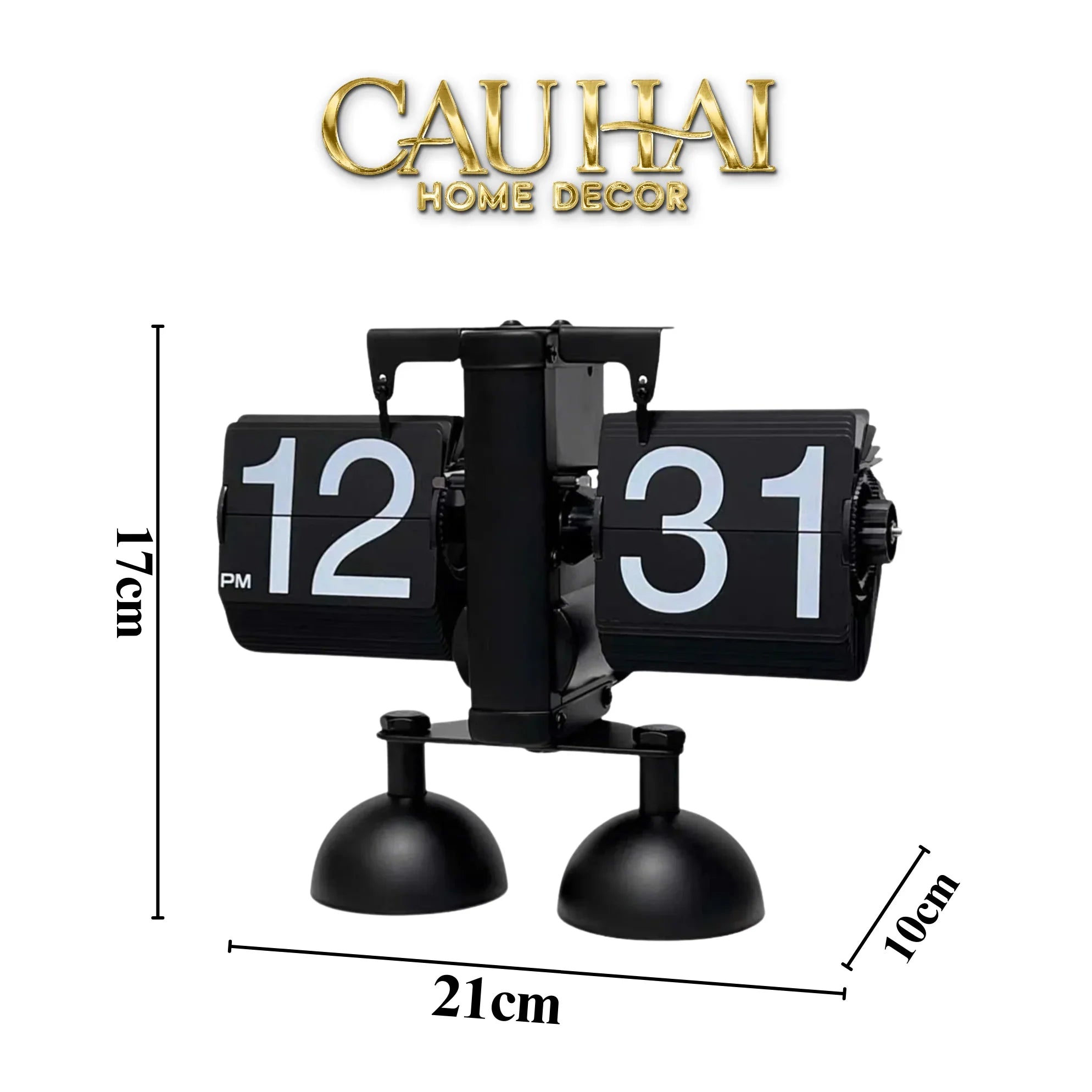 Elysian Couture - Đồng Hồ Lật Retro Bản 2 Chân Đen Flip Clock Savoire Twin-Base 17x21-CẬU HAI HOME DECOR