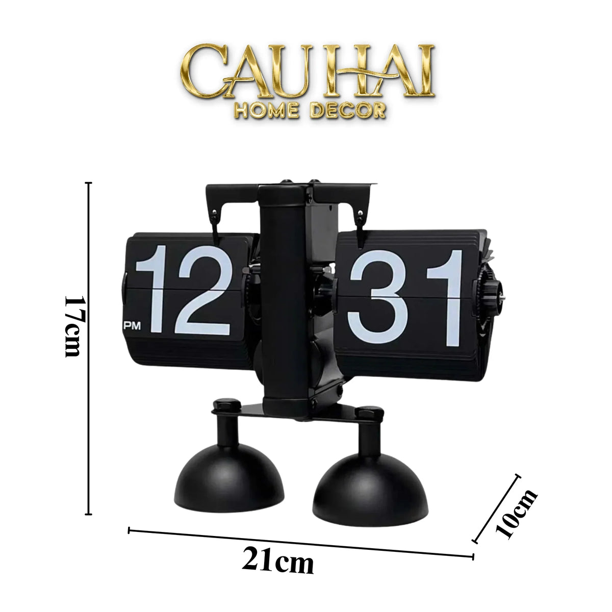 Elysian Couture - Đồng Hồ Lật Retro Bản 2 Chân Đen Flip Clock Savoire Twin-Base 17x21-ĐỒNG HỒ-CẬU HAI HOME DECOR