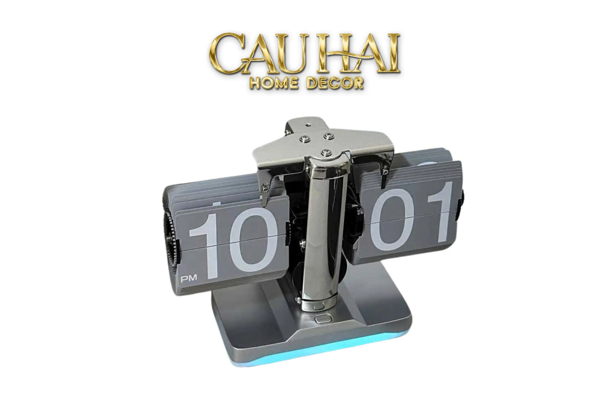 Elysian Couture - Đồng Hồ Lật Retro Flip Light Clock Shine Grey 15x21-ĐỒNG HỒ-CẬU HAI HOME DECOR