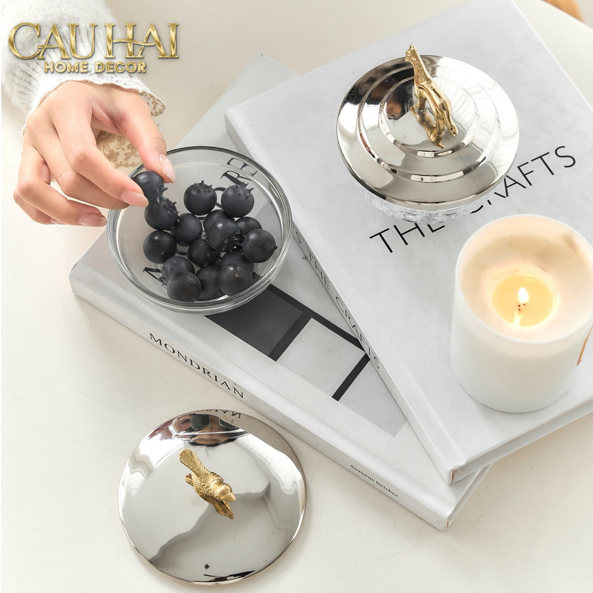Elysian Couture - Lọ Kẹo Ngựa Đồng Brasson Stallion Ashva Royale Candy Jar Indira Atélier 11.4x12.7-Lọ kẹo Canister Bonbonnière-CẬU HAI HOME DECOR