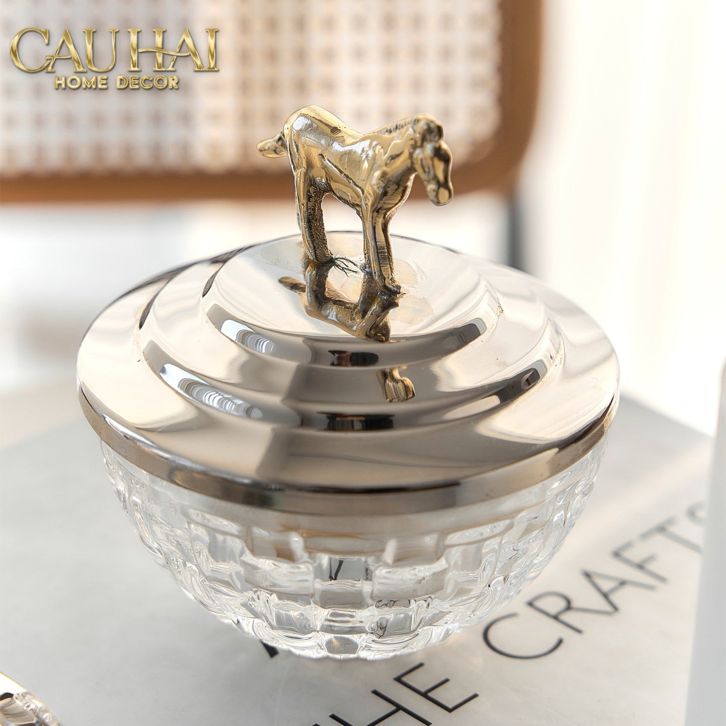 Elysian Couture - Lọ Kẹo Ngựa Đồng Brasson Stallion Ashva Royale Candy Jar Indira Atélier 11.4x12.7-CẬU HAI HOME DECOR