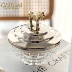 Elysian Couture - Lọ Kẹo Ngựa Đồng Brasson Stallion Ashva Royale Candy Jar Indira Atélier 11.4x12.7-CẬU HAI HOME DECOR