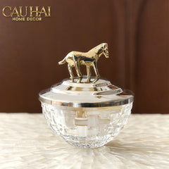 Elysian Couture - Lọ Kẹo Ngựa Đồng Brasson Stallion Ashva Royale Candy Jar Indira Atélier 11.4x12.7-CẬU HAI HOME DECOR