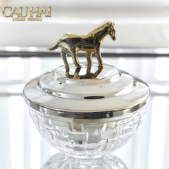 Elysian Couture - Lọ Kẹo Ngựa Đồng Brasson Stallion Ashva Royale Candy Jar Indira Atélier 11.4x12.7-CẬU HAI HOME DECOR