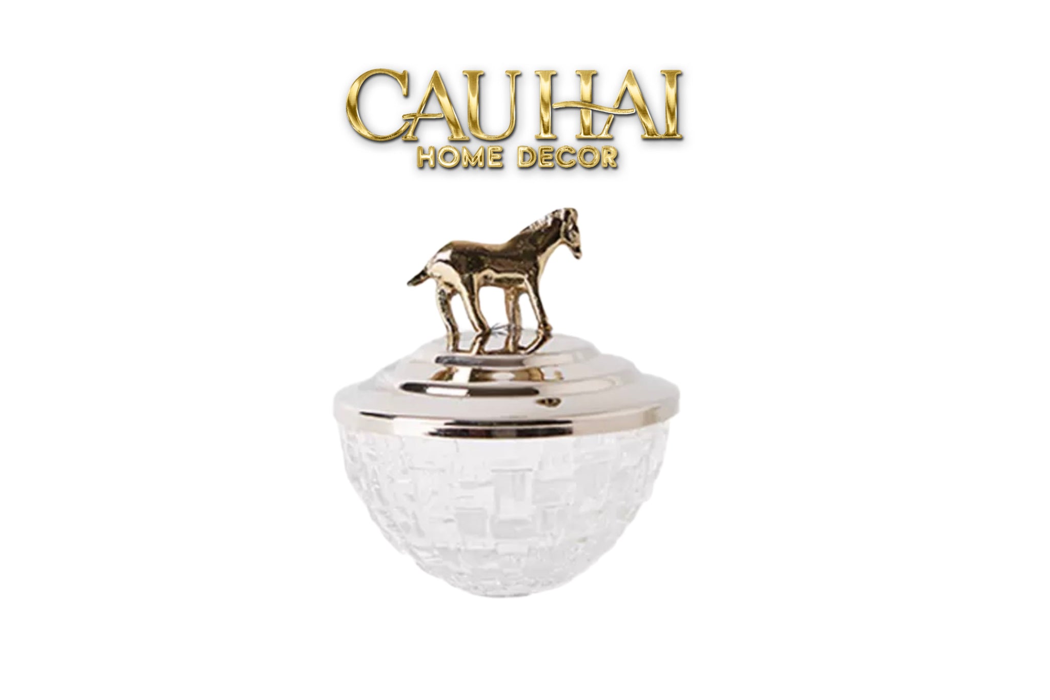 Elysian Couture - Lọ Kẹo Ngựa Đồng Brasson Stallion Ashva Royale Candy Jar Indira Atélier 11.4x12.7-CẬU HAI HOME DECOR