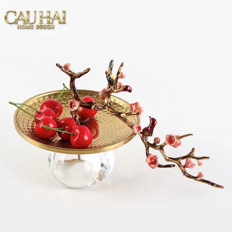 Elysian - Đĩa Trái Cây Khay Tròn Branche De Bonheur Atélier 31x18x19-CẬU HAI HOME DECOR