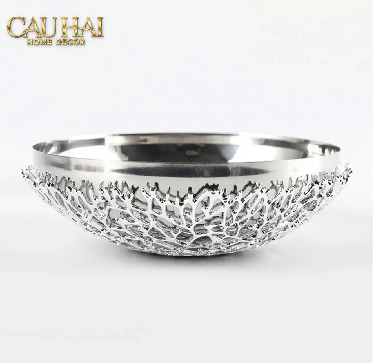 Elysian - Đĩa Trái Cây Platinum Branche Argentée D25-LY THỦY TINH-CẬU HAI HOME DECOR