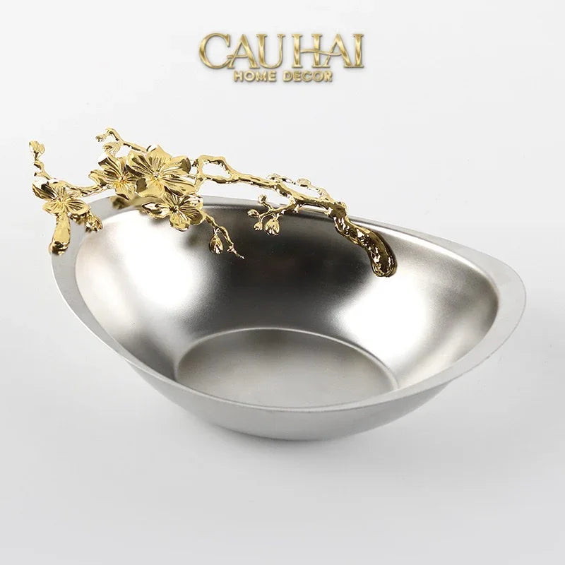 Elysian - Đĩa Trái Cây Trang Trí Platinum Gilded Bloom-LY THỦY TINH-CẬU HAI HOME DECOR