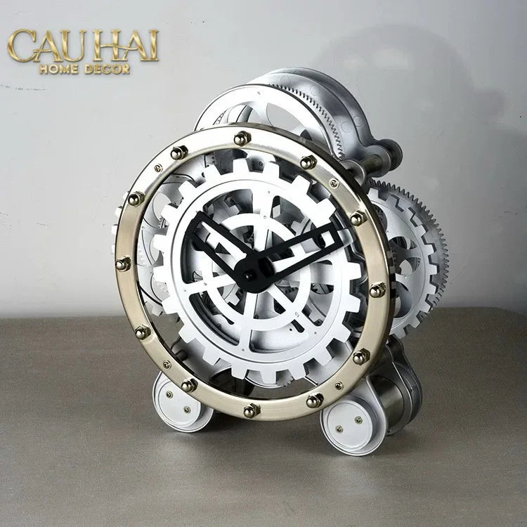 Elysian - Đồng Hồ Cơ Hologram Mécanique Argent Table Clock-CẬU HAI HOME DECOR