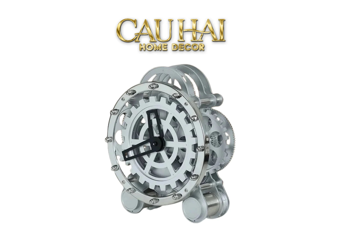 Elysian - Đồng Hồ Cơ Hologram Mécanique Argent Table Clock-ĐỒNG HỒ-CẬU HAI HOME DECOR