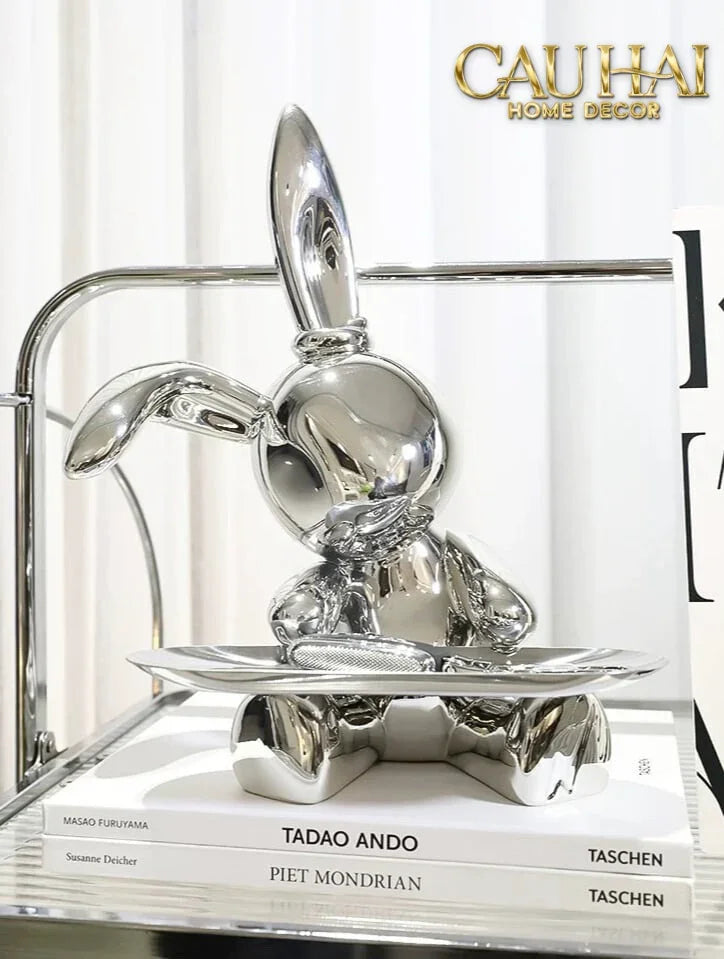 Elysian Fw25 - Tượng Thỏ Figurine Platinum Lapin Minimalisme Chic-TƯỢNG TRANG TRÍ-CẬU HAI HOME DECOR