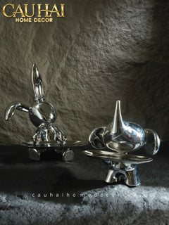 Elysian Fw25 - Tượng Thỏ Figurine Platinum Lapin Minimalisme Chic-CẬU HAI HOME DECOR