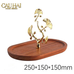 Elysian - Khay Gỗ Óc Chó Lá Ngân Hạnh Ginkgo Premium Walnut Trays 15x25-CẬU HAI HOME DECOR
